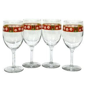 Kobe Vintage 'Charlton Hall' Christmas 7" Goblets/Wine Glasses-Set of 4